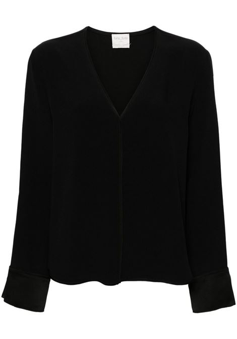 Blusa con scollo a V in nero Forte forte - donna